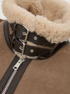 Men's Shearling Leather Jacket In Light Brown