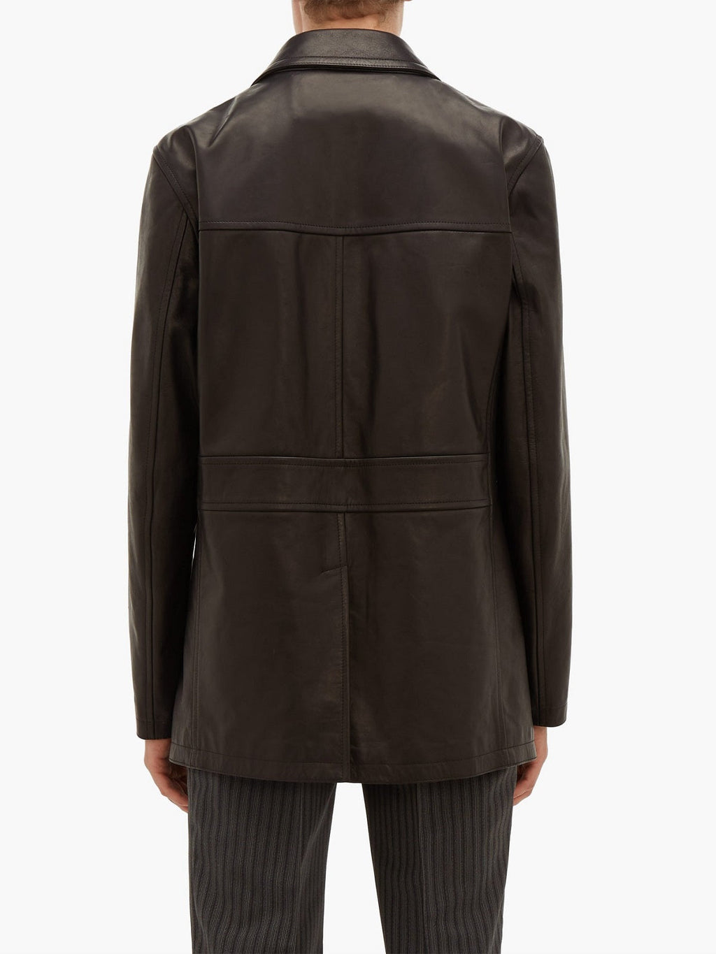 Men Brown Long Leather Jacket