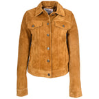 Womens Soft Suede Trucker Style Jacket Alma Tan