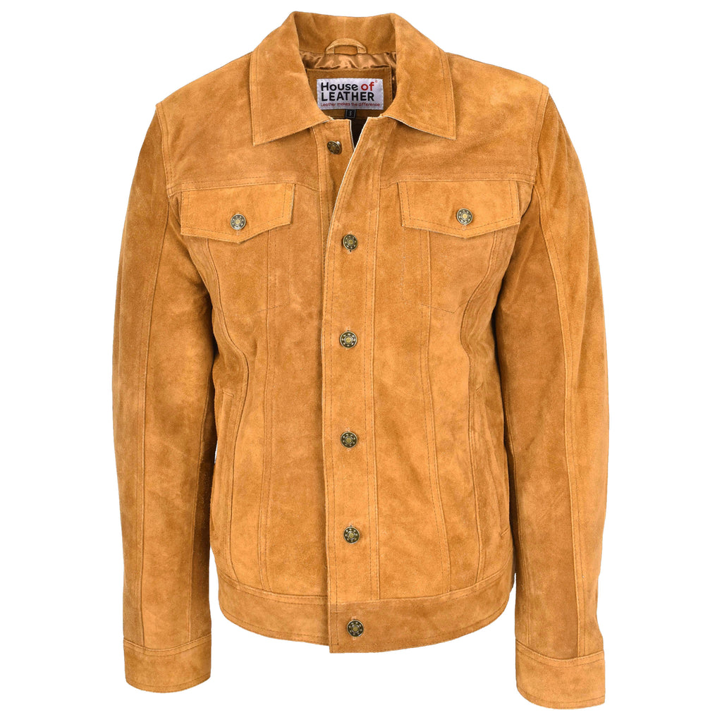 Mens Real Suede Trucker Jacket Lee Rider Style Timmy Tan