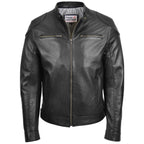 Mens Biker Soft Casual Leather Jacket Milton Black