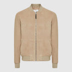 Men Brown Suede Leather Bomber Jacket