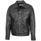 Mens Leather Lee Rider Casual Jacket Terry Black