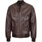 Mens Leather MA-1 Bomber Jacket Ryan Brown