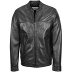 Mens Leather Standing Collar Jacket Paul Black