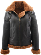 Womens Sheepskin B3 Detachable Hoodie Jacket Naomi Brown Ginger