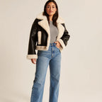Women Aviator B3 Sheepskin Shearling Riding Leather Jacket