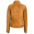 Womens Soft Suede Trucker Style Jacket Alma Tan