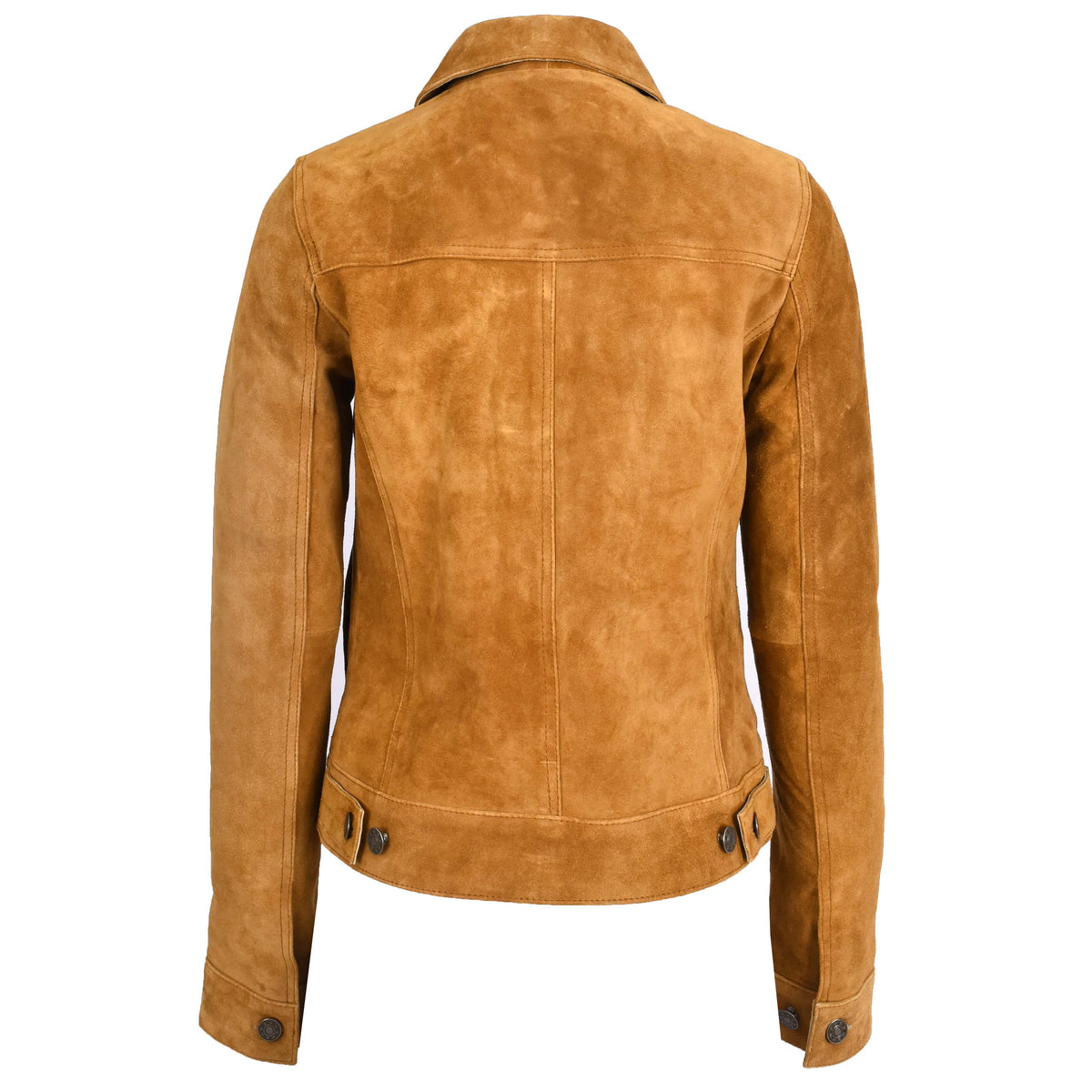 Womens Soft Suede Trucker Style Jacket Alma Tan