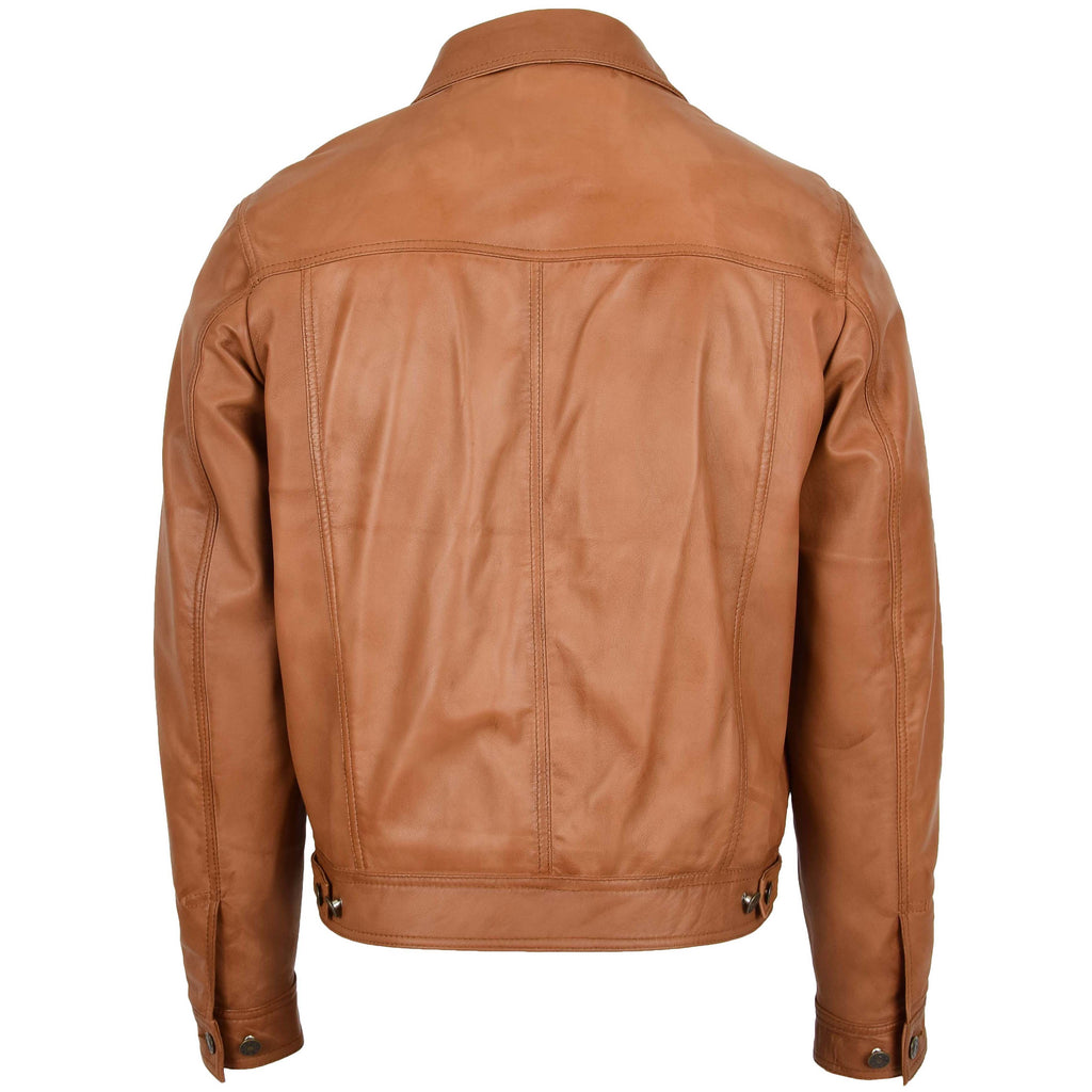 Mens Leather Lee Rider Casual Jacket Terry Tan