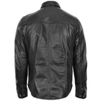 Mens Leather Shirt Classic Trucker Style Oliver Black