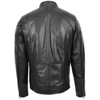 Mens Casual Biker Leather Jacket Jaime Black