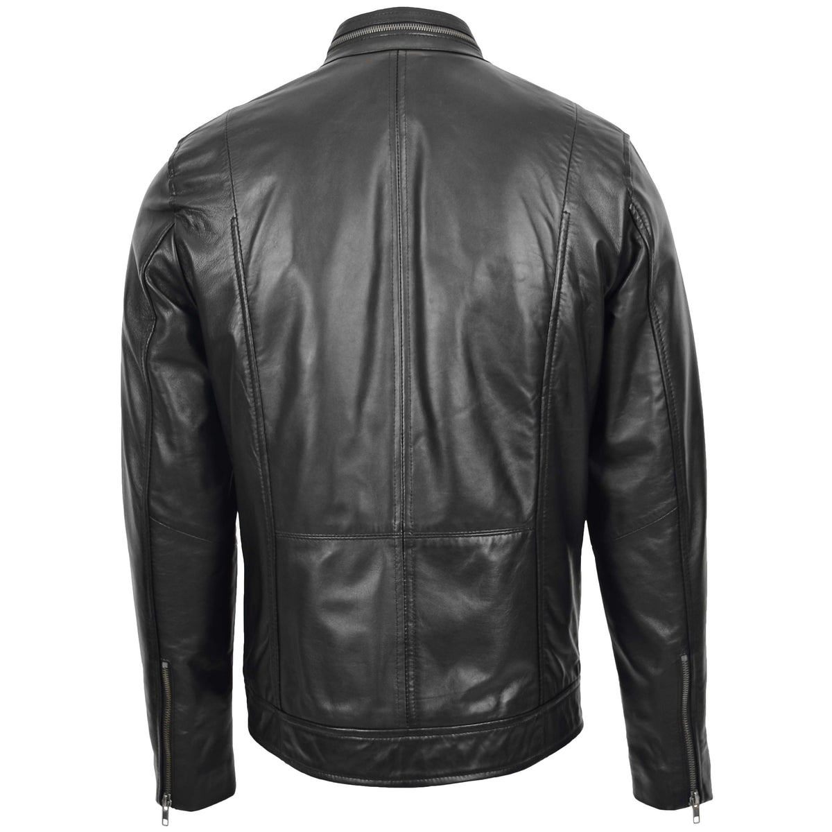 Mens Casual Biker Leather Jacket Jaime Black