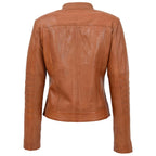Womens Leather Classic Biker Style Jacket Alice Tan