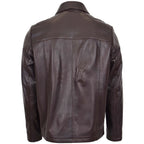 Mens Leather Zip Box Harrington Jacket James Brown