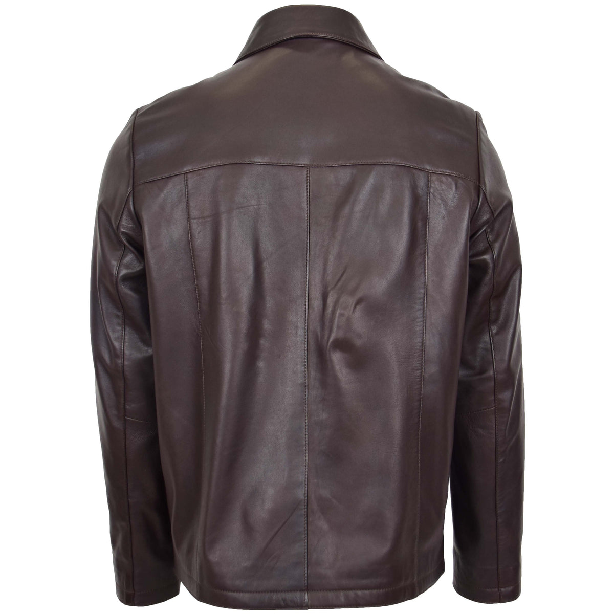 Mens Leather Zip Box Harrington Jacket James Brown