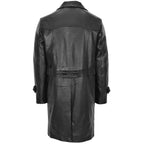 Mens Leather 3/4 Length Greatcoat Submarine Black