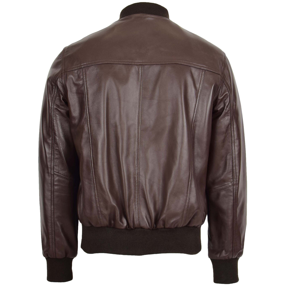 Mens Leather MA-1 Bomber Jacket Ryan Brown