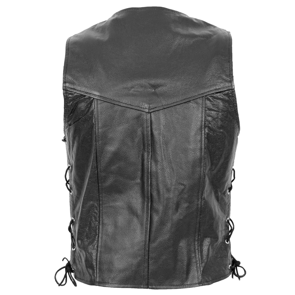 Mens Real Leather Gilet with Side Tassel Feature Jax Black