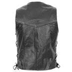 Mens Real Leather Gilet with Side Tassel Feature Jax Black
