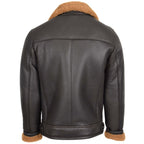 Mens Aviator Sheepskin Pilot Jacket Blen Brown Ginger