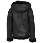 Womens Sheepskin B3 Detachable Hoodie Jacket Naomi Black