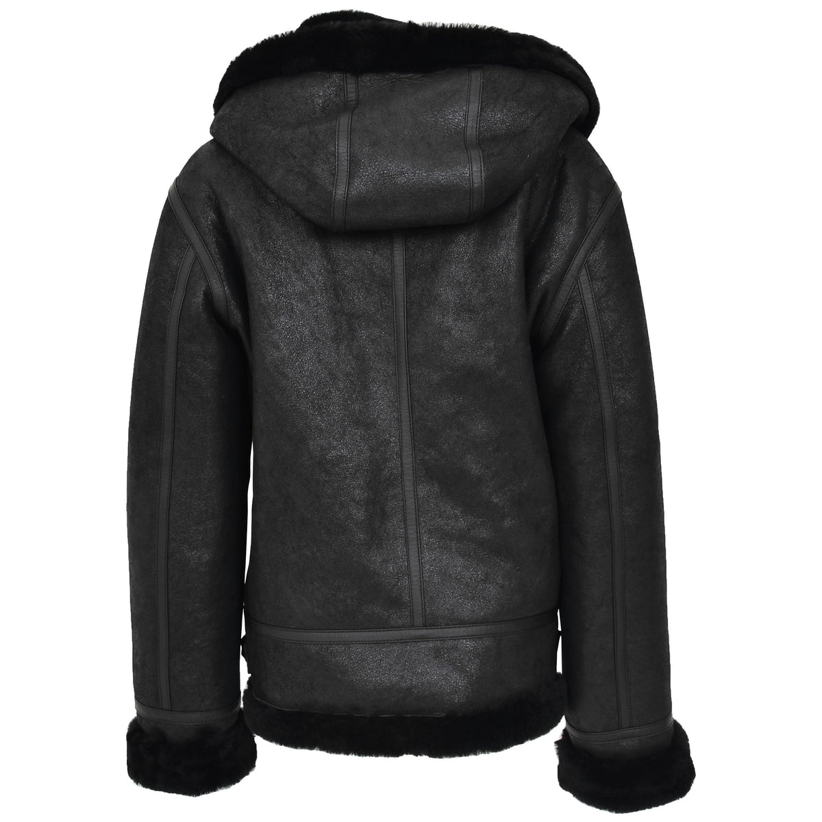 Womens Sheepskin B3 Detachable Hoodie Jacket Naomi Black