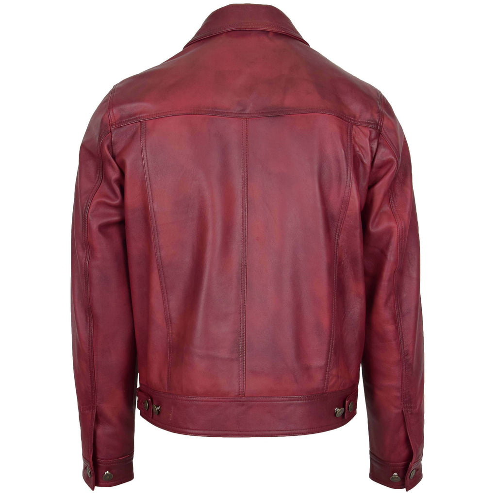 Mens Leather Lee Rider Casual Jacket Terry Burgundy