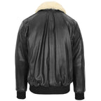 Mens Leather Bomber Jacket G-1 Aviator Style Jarrod Black