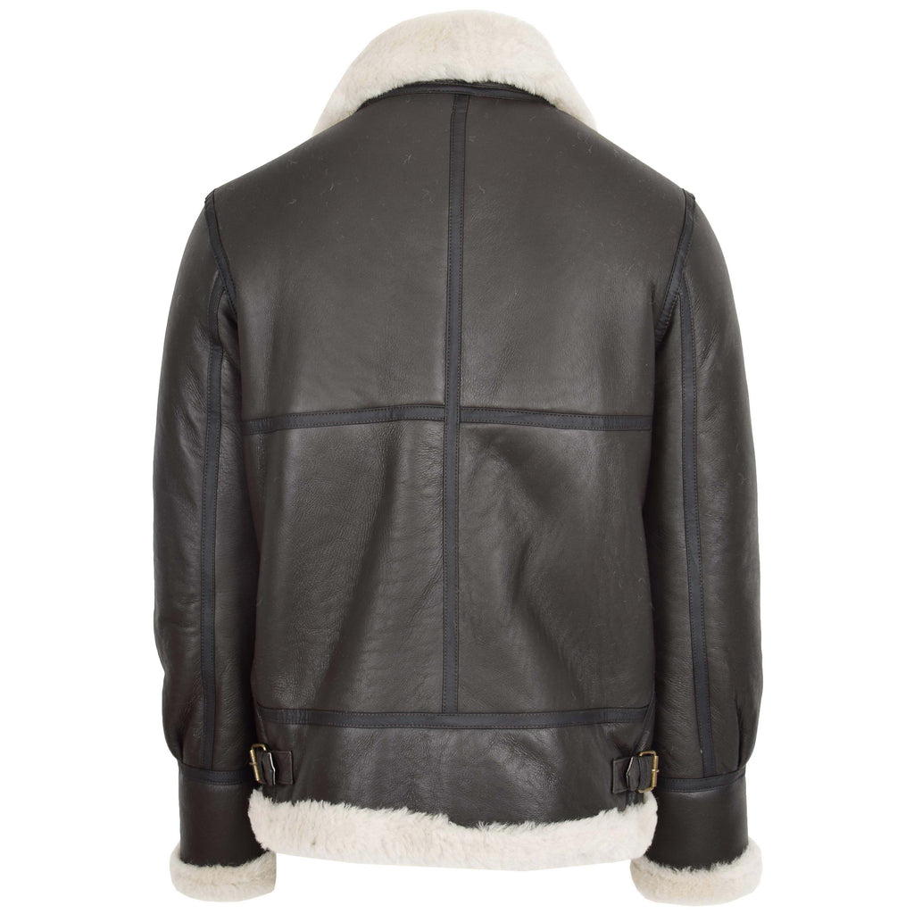 Men's Classic B3 Original Sheepskin Jacket Brown White