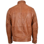 Men's Standing Collar Leather Jacket Tony Tan