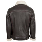 Mens Aviator Sheepskin Pilot Jacket Blen Brown White