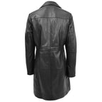 Womens 3/4 Length Soft Leather Classic Coat Macey Black
