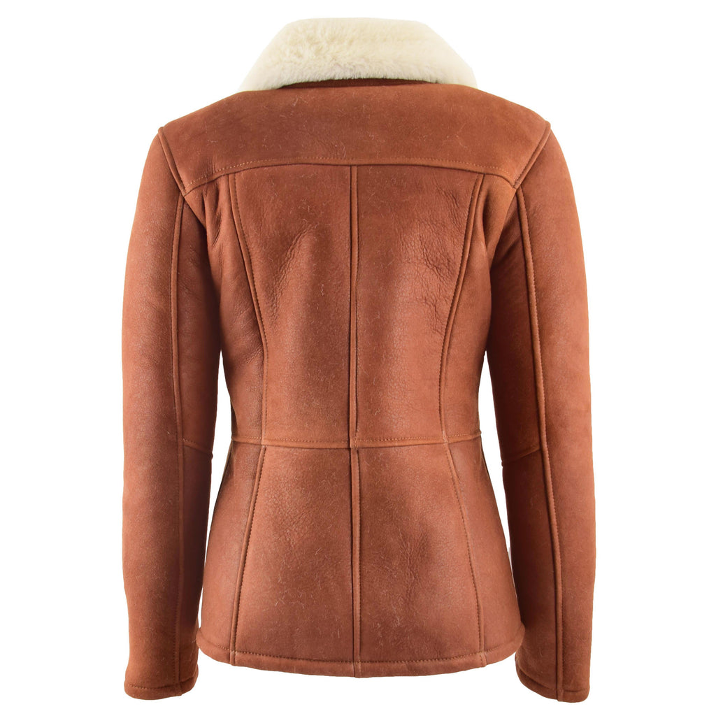 Womens Sheepskin Mid Length Coat Scarlett Whiskey