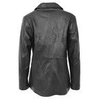 Womens Classic Three Button Leather Blazer Janet Black