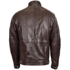 Men's Standing Collar Leather Jacket Tony Brown