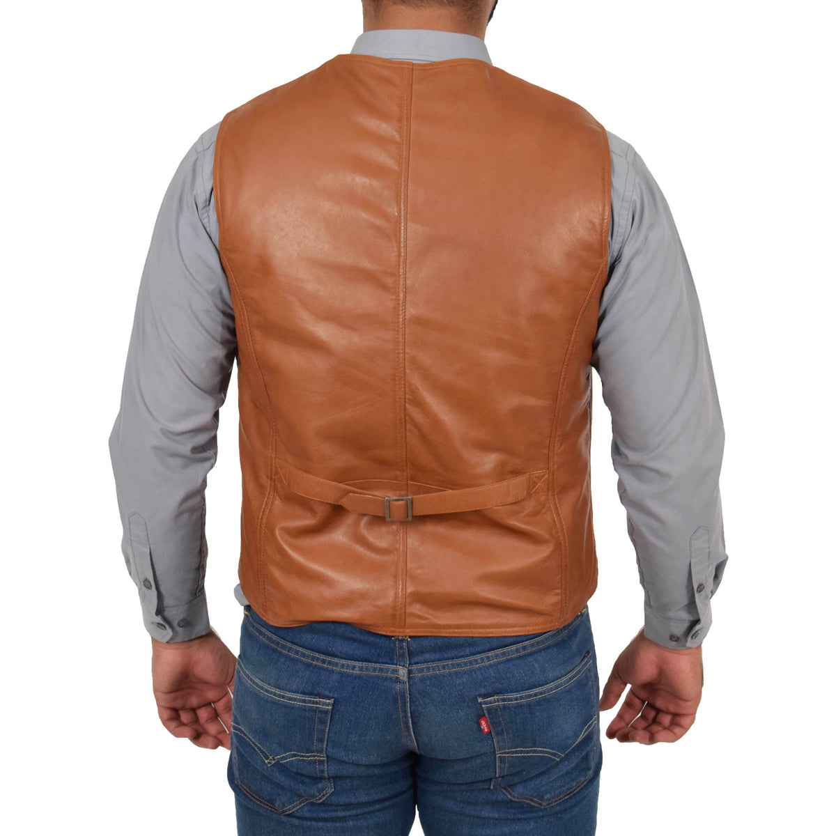 Mens Leather Traditional Waistcoat Petrelli Tan
