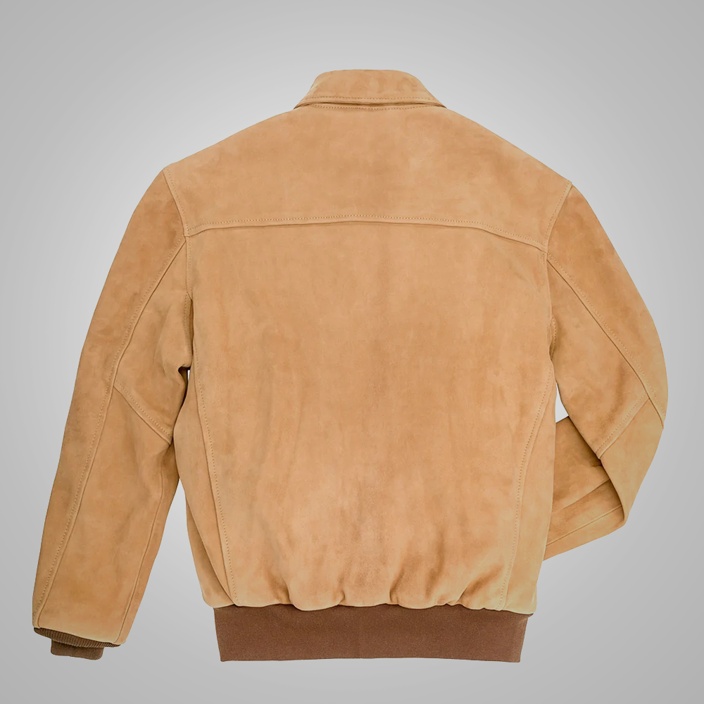 Men’s Light Brown Goatskin Suede A-2 Flight Jacket