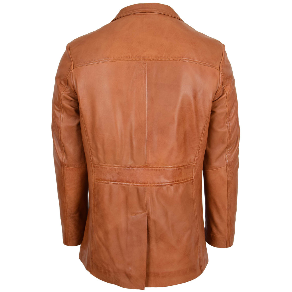 Mens Leather Classic Reefer Jacket Thrill Tan