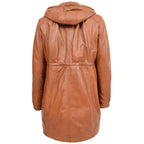 Womens 3/4 Length Leather Duffle Coat Kyra Tan
