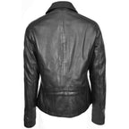 Womens Real Leather Classic Jacket Zip Box Style Camila Black