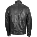 Men's Standing Collar Leather Jacket Tony Black