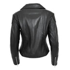 Womens Soft Leather Cross Zip Biker Jacket Anna Black