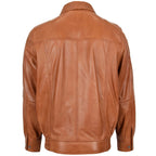 Mens Bomber Leather Jacket Classic Style Jim Tan