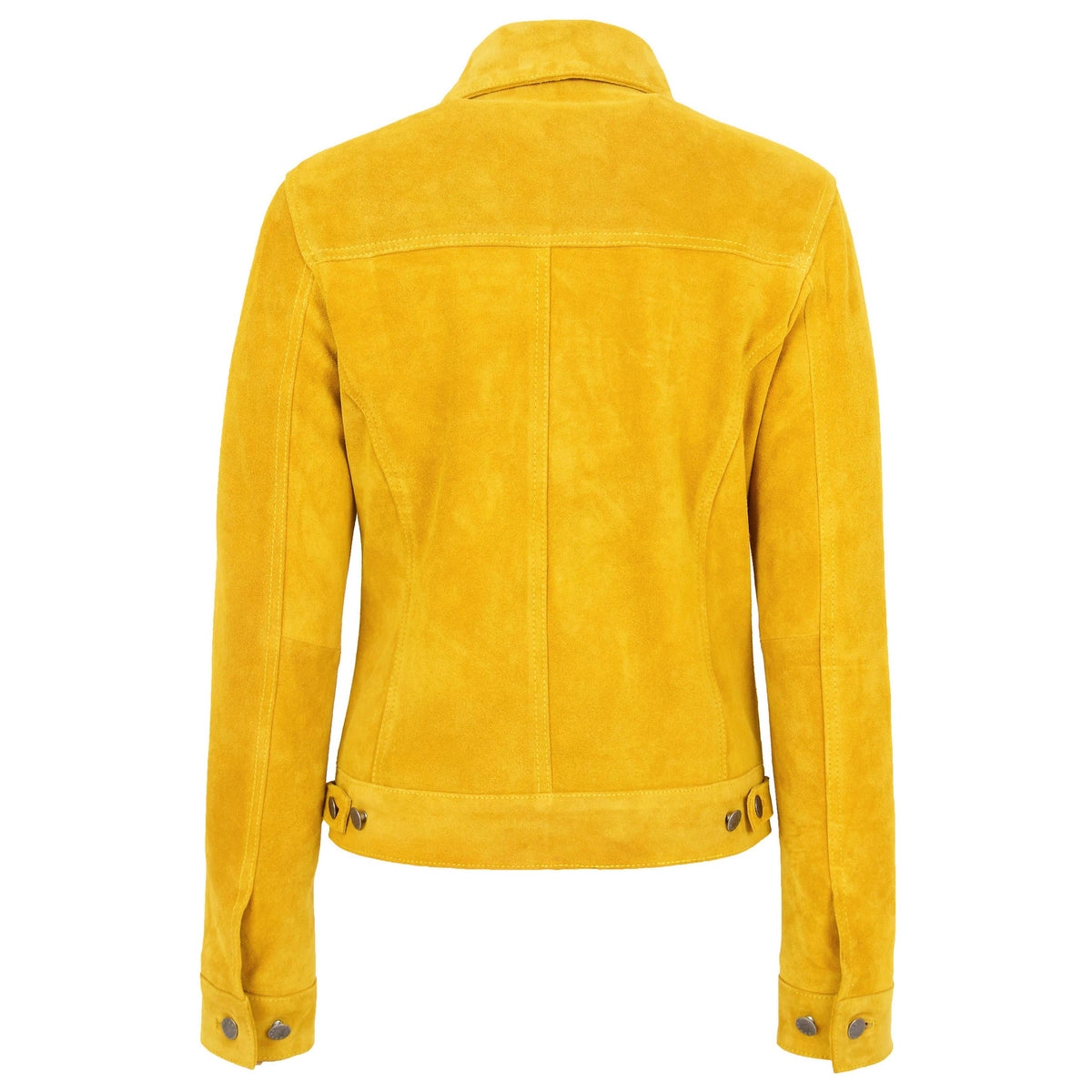Womens Soft Suede Trucker Style Jacket Alma Yellow