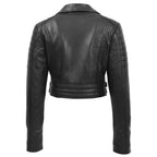 Womens Leather Cropped Biker Style Jacket Demi Black