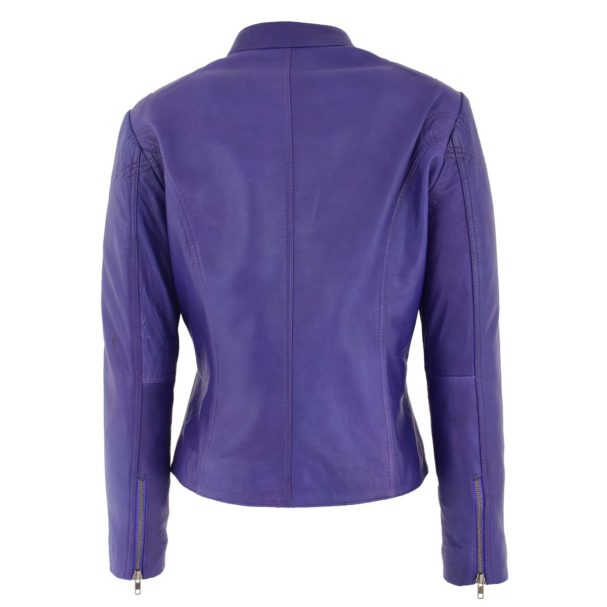 Womens Leather Standing Collar Jacket Becky Purple