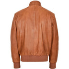 Mens Leather Bomber Flight Jacket Tom Tan