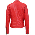 Womens Leather Standing Collar Jacket Becky Red