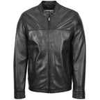 Mens Leather Standing Collar Jacket Paul Black